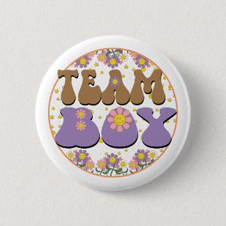 Badge Rond 5 Cm Groovy Gender Reveal Team Boy Blue