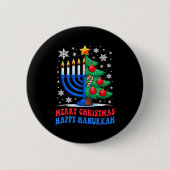 Badge Rond 5 Cm Groovy Merry Chrismukkah Happy Christmas Hanukkah (Devant)