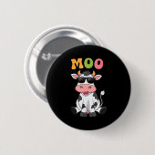 Badge Rond 5 Cm Groovy Moo Cow - Funny Farmer Cow Men Women Kids B (Devant & derrière)