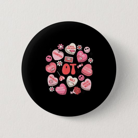 Badge Rond 5 Cm Groovy Occupational Therapy Valentine Ot Conversat (Devant)