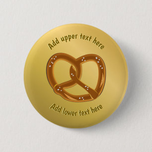 Badge Rond 5 Cm Gros bretzel salé - or look plus votre texte amusa