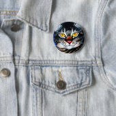 Badge Rond 5 Cm Gros chat peint (En situation)
