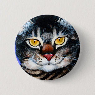 Badge Rond 5 Cm Gros chat peint