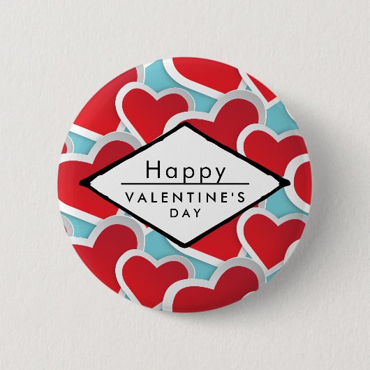 Badge Rond 5 Cm Gros Coeurs rouges Répéter Motif mou (Devant)