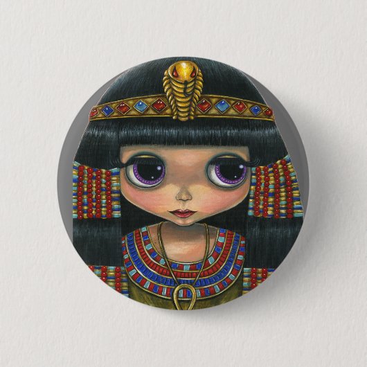 Badge Rond 5 Cm Gros Oeil Cléopâtre Fille Poupée mignonne (Devant)