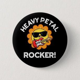 Badge Rond 5 Cm Gros Pétal Rocker Funny Flower Pun Dark BG