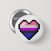 Badge Rond 5 Cm Gros Pixel Coeur Design dans Genre Fluid Drapeau (Devant & derrière)