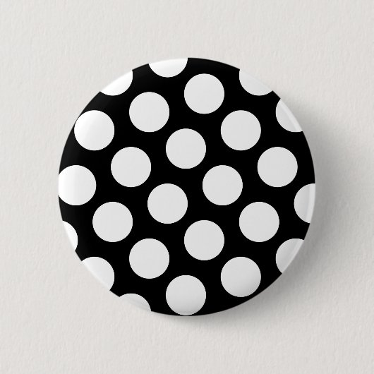 Badge Rond 5 Cm Gros Pois noirs et blancs (Devant)