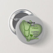 Badge Rond 5 Cm Grosse infirmière au coeur vert (Devant & derrière)
