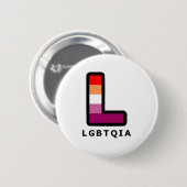 Badge Rond 5 Cm Grosse Lesbienne L dans LGBTQIA Pride couleurs dra (Devant & derrière)