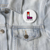 Badge Rond 5 Cm Grosse Lesbienne L dans LGBTQIA Pride couleurs dra (En situation)