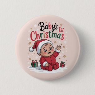 Badge Rond 5 Cm Grossesse 1er Noël de bébé Annonce de grossesse