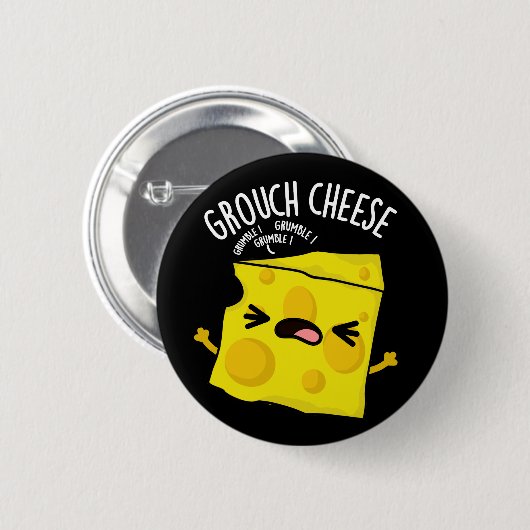 Badge Rond 5 Cm Grou-cheese Funny Cheese Pun Dark BG (Devant & derrière)