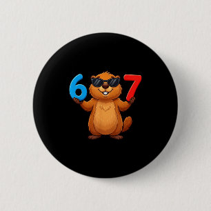 Badge Rond 5 Cm Groundhog Six Seven Drip 67 Mème Drôle 6-7 Groundh