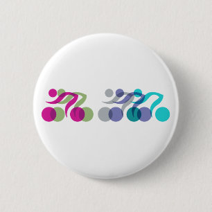 Badge Rond 5 Cm Groupe de cyclistes