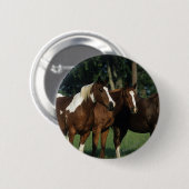 Badge Rond 5 Cm Groupe de position de chevaux de peinture (Devant & derrière)