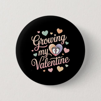 Badge Rond 5 Cm Growing My Valentine By Feet Heart Design 