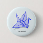 Badge Rond 5 Cm Grue en papier d'origami bleu mignon (Devant)