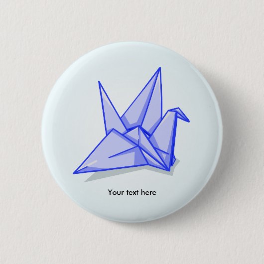 Badge Rond 5 Cm Grue en papier d'origami bleu mignon (Devant)