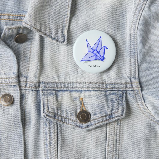 Badge Rond 5 Cm Grue en papier d'origami bleu mignon (En situation)