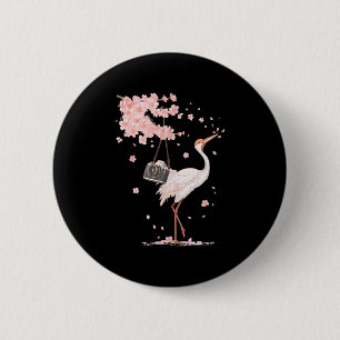 Badge Rond 5 Cm Grue Japonaise Au Japon Regardez Avec Caméra Cool