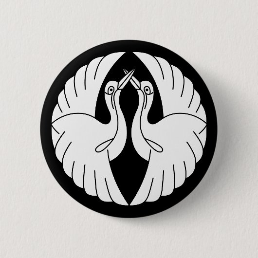 Badge Rond 5 Cm Grues blancs face à face (Devant)