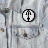 Badge Rond 5 Cm Grues blancs face à face (En situation)