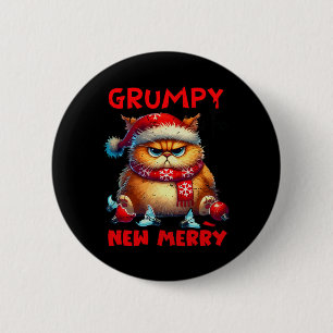Badge Rond 5 Cm Grumpy est le nouveau joyeux chat de Noël Sarcasti
