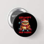 Badge Rond 5 Cm Grumpy est le nouveau joyeux chat de Noël Sarcasti (Devant & derrière)