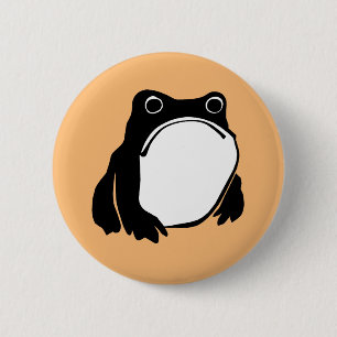 Badge Rond 5 Cm Grumpy Frog dessin art japonais par Matsumoto Hoji