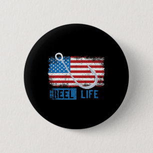 Badge Rond 5 Cm Grunge American Flag Fisherman Graphic