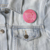 Badge Rond 5 Cm Grunge Hearts et Flèche Vert - Rose (En situation)