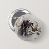 Badge Rond 5 Cm GSP Hunting Art – Precision, Passion, and Pheasant (Devant & derrière)