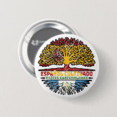 Badge Rond 5 Cm Guatémala, Espagne Drapeau des racines d'arbres es (Devant & derrière)
