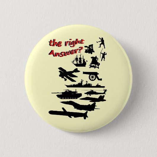 Badge Rond 5 Cm Guerre - La Bonne Réponse ? (Devant)