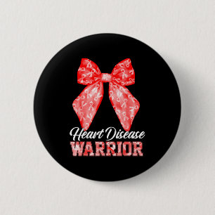 Badge Rond 5 Cm Guerrier de la maladie cardiaque Ruban rouge Malad