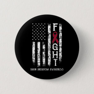 Badge Rond 5 Cm Guerrier de l'anévrisme cérébral Drapeau américain