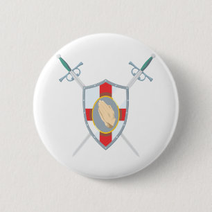 Badge Rond 5 Cm Guerrier de prière avec les mains de prière