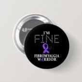 Badge Rond 5 Cm Guerrier de sensibilisation à la fibromyalgie Sout (Devant & derrière)