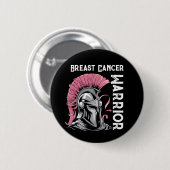 Badge Rond 5 Cm Guerrier du cancer du sein noir (Devant & derrière)
