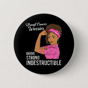 Badge Rond 5 Cm Guerrier du cancer du sein rose indestructible