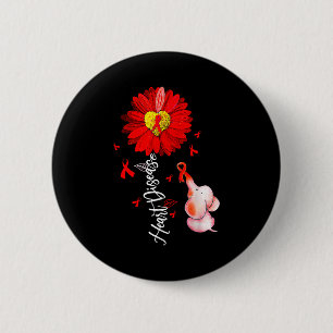 Badge Rond 5 Cm Guerrier du cœur Tournesol Éléphant Rouge Maladie 
