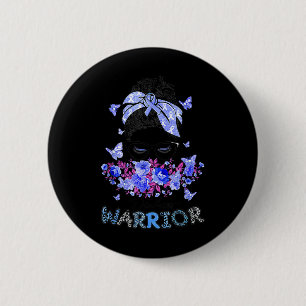 Badge Rond 5 Cm Guerrier du diabète T1d Messy Bun Cheveux Diabète