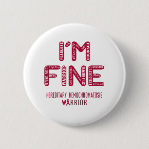 Badge Rond 5 Cm Guerrier hémochromatique héréditaire - JE SUIS