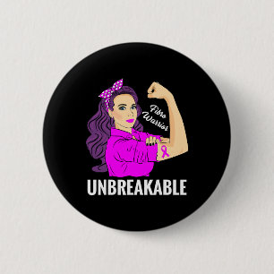 Badge Rond 5 Cm Guerrier indestructible Fibromyalgie Tee de sensib
