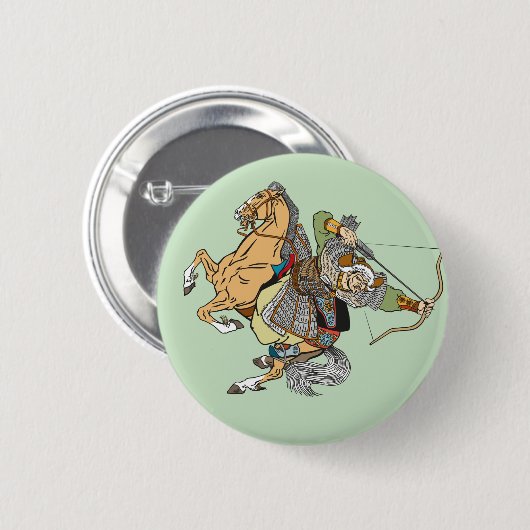 Badge Rond 5 Cm guerrier mongol médiéval Button (Devant & derrière)