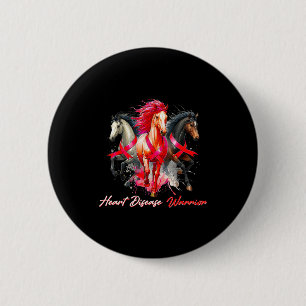 Badge Rond 5 Cm Guerrière de la maladie cardiaque Cheval Femmes Ma