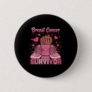 Badge Rond 5 Cm Guerrière de sensibilisation au cancer du sein Fem