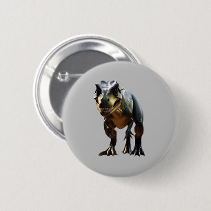 Badge Rond 5 Cm **"Gueule effrayante : le T-Rex avec un rictus"**