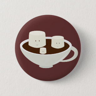 Badge Rond 5 Cm Guimauves en chocolat chaud